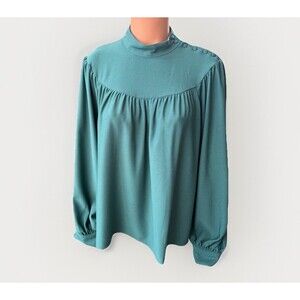 A New Day Womens Green Blouse Size L Mock Neck Oversized Top